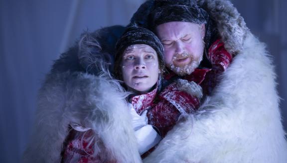 Sarah Champion as Daisy and Mark Le Brocq as Harry King in Anthropocene. Scottish Opera 2019.